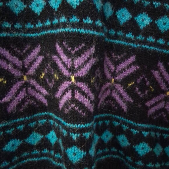 Handknit Nordic Fair Isles Pullover Sweater Wool - Picture 3 of 8
